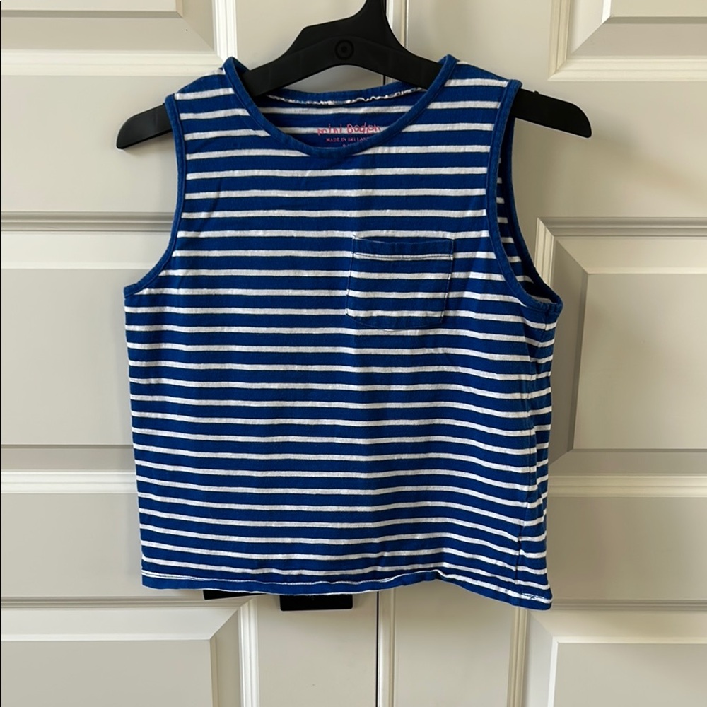 Mini Boden Blue and White Striped Tank Top